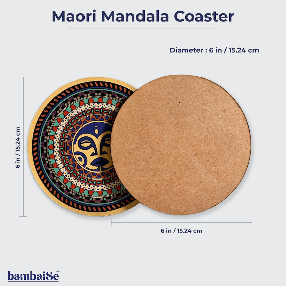 BambaiSe HARI KOA - Maori Mandala Big Coaster (set of 4)