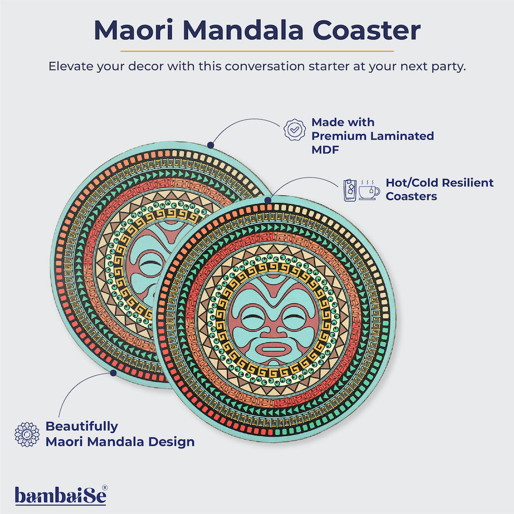 BambaiSe HARI KOA - Maori Mandala Big Coaster (set of 4)