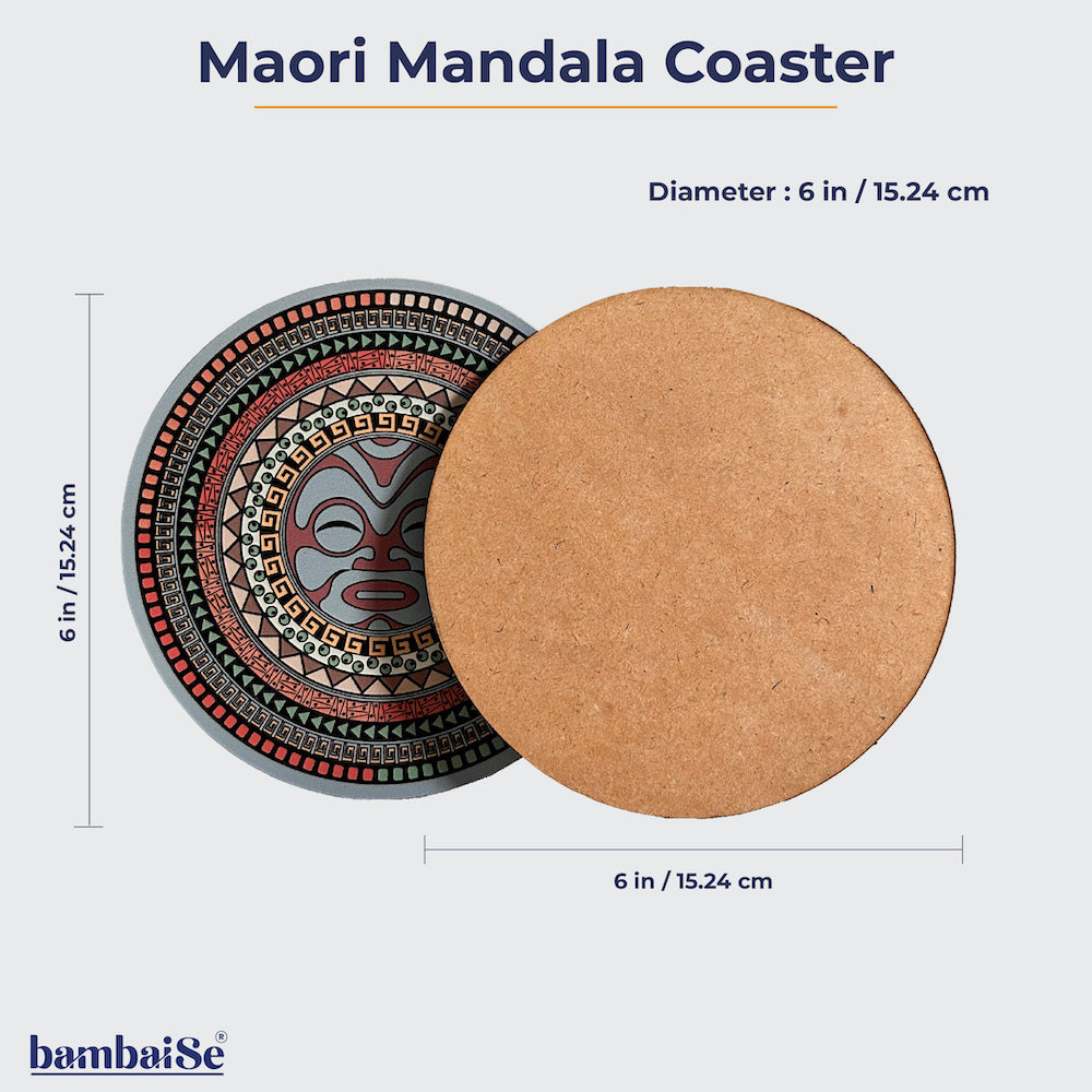 BambaiSe HARI KOA - Maori Mandala Big Coaster (set of 4)