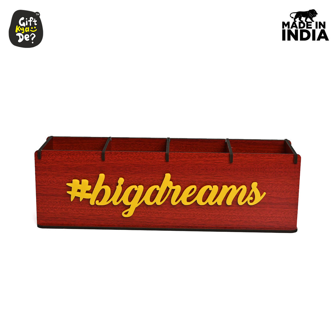 Gift Kya De Motivational Desk Organizer | 4 Compartments | Desk Accessories