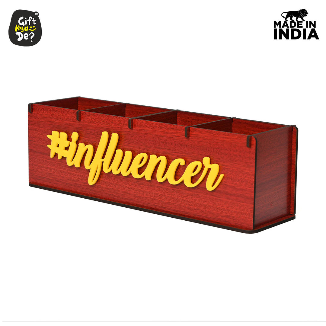 Gift Kya De Motivational Desk Organizer | 4 Compartments | Desk Accessories