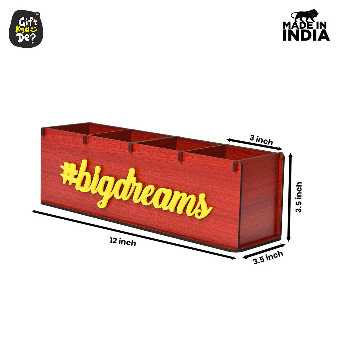 Gift Kya De Motivational Desk Organizer | 4 Compartments | Desk Accessories