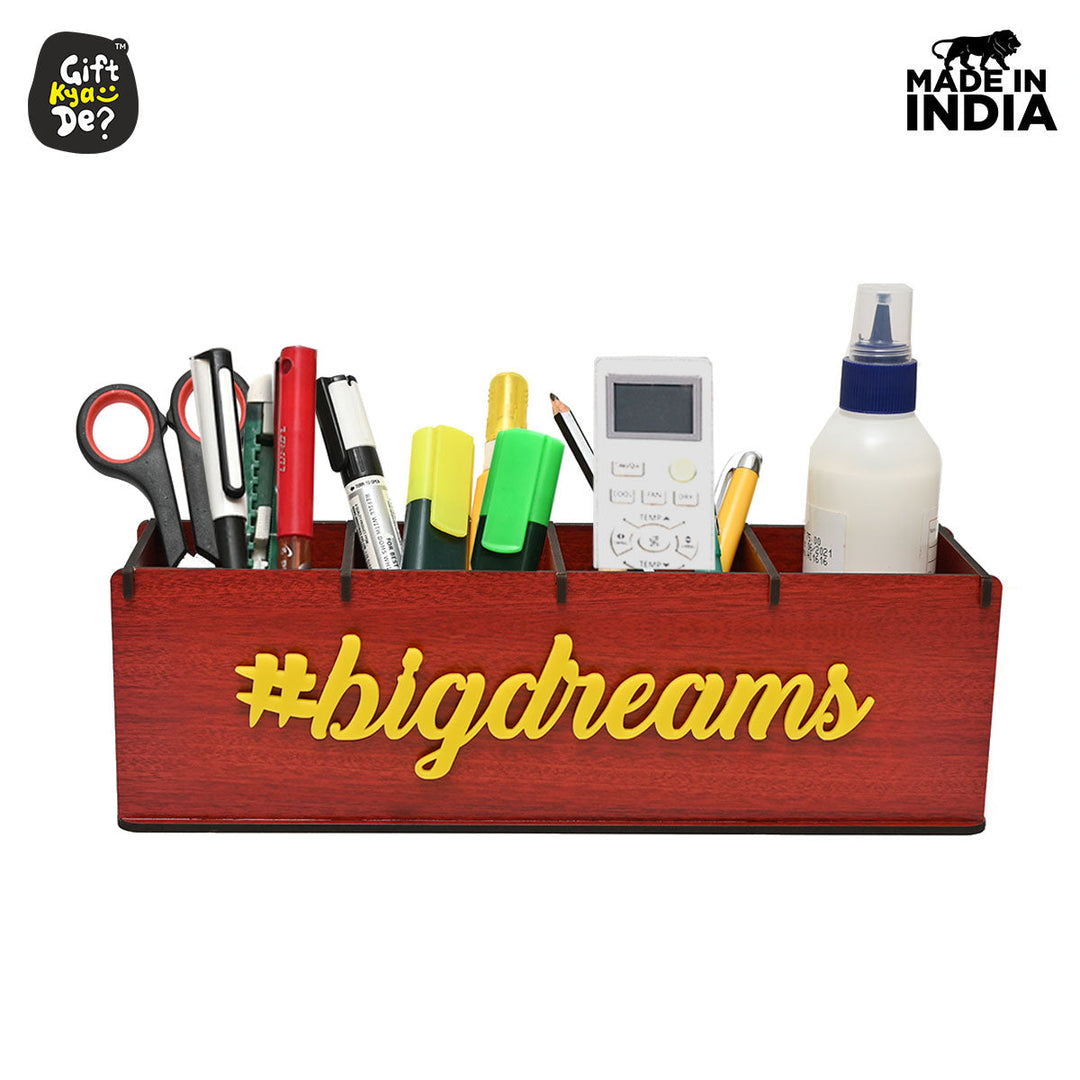 Gift Kya De Motivational Desk Organizer | 4 Compartments | Desk Accessories