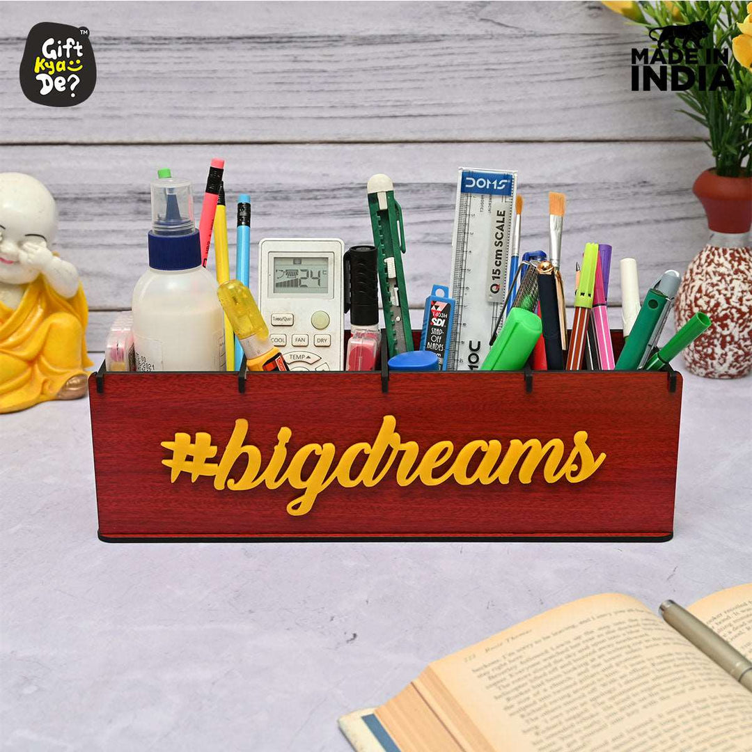 Gift Kya De Motivational Desk Organizer | 4 Compartments | Desk Accessories