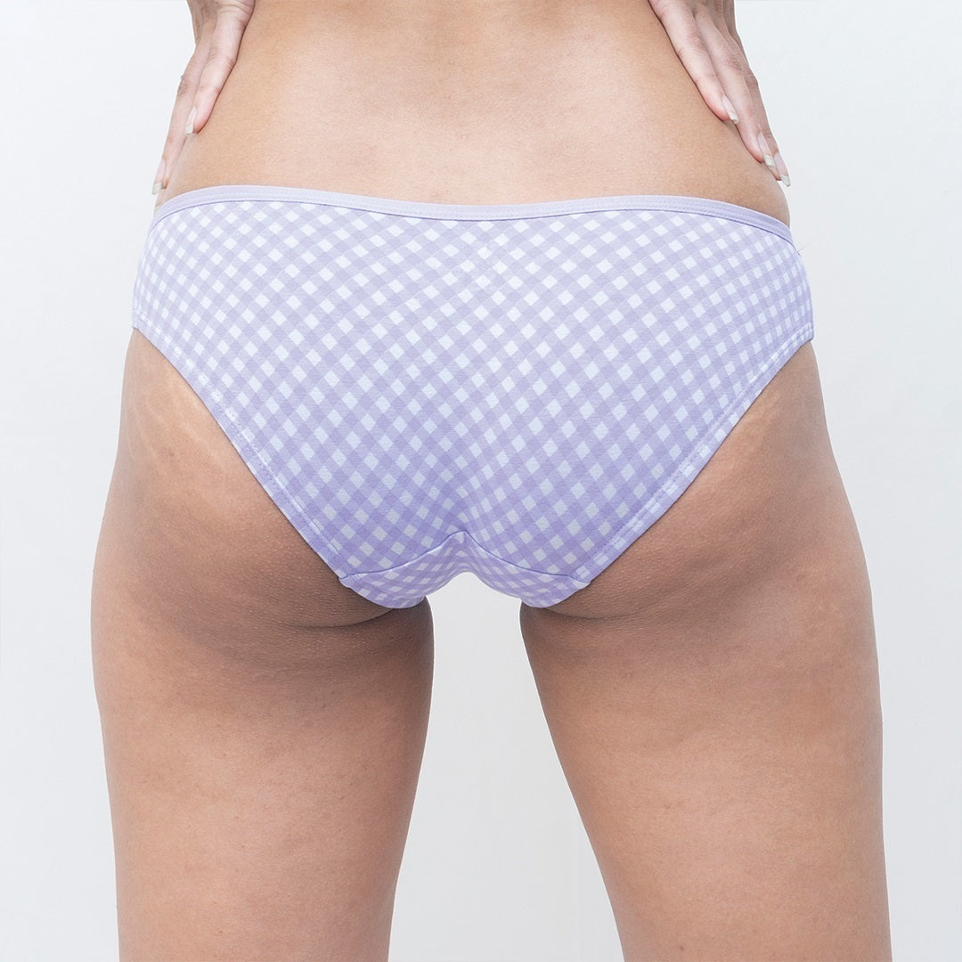 Organic Everyday Undies Lavender Checks (Bikini) (3pc)
