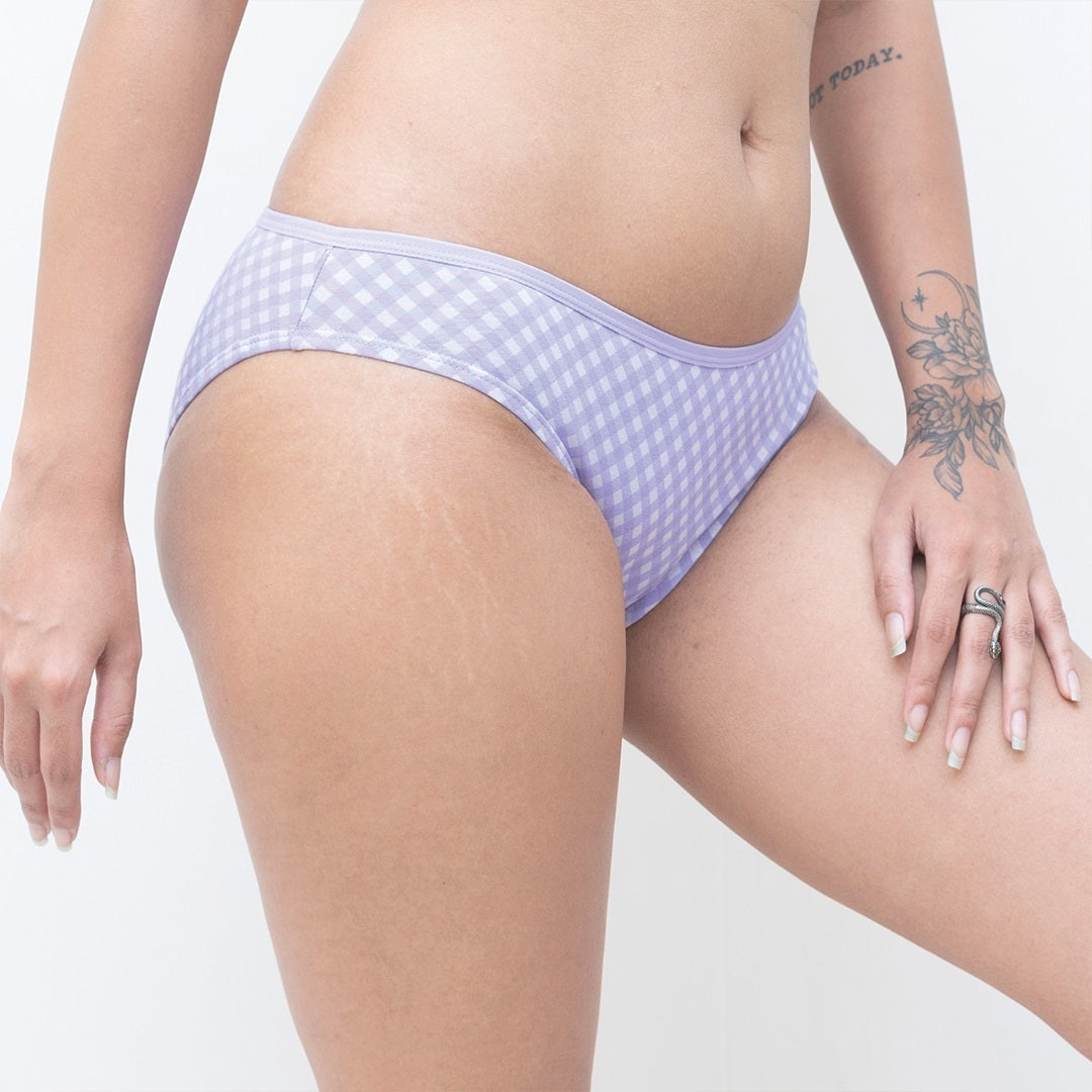 Organic Everyday Undies Lavender Checks (Bikini) (3pc)
