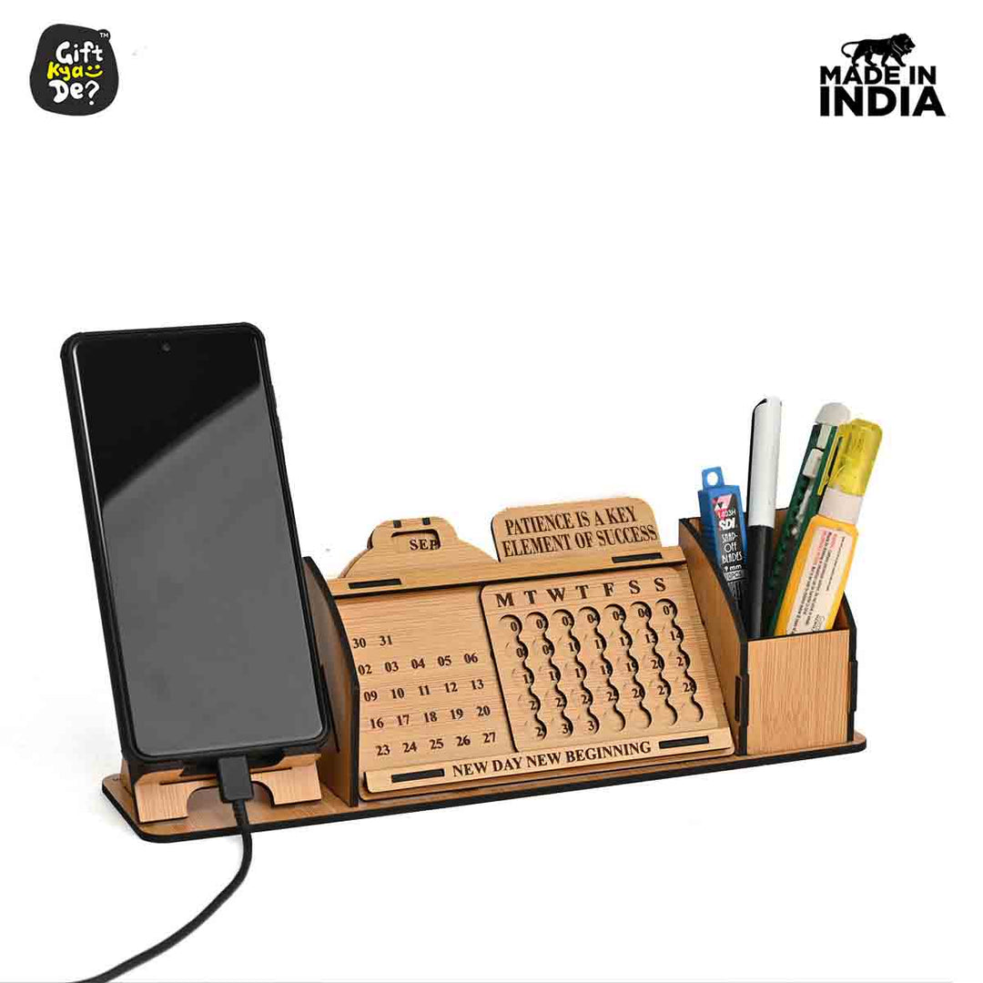 Gift Kya De Lifetime Calendar With Desk Organizer and Mobile Stand | Desk Calendar | Mobile Accessories