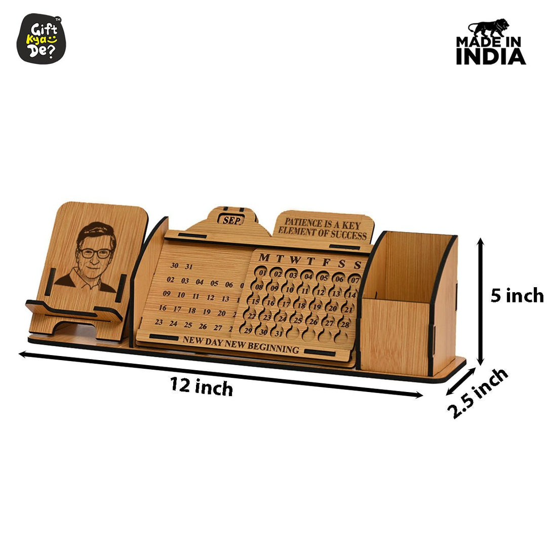 Gift Kya De Lifetime Calendar With Desk Organizer and Mobile Stand | Desk Calendar | Mobile Accessories