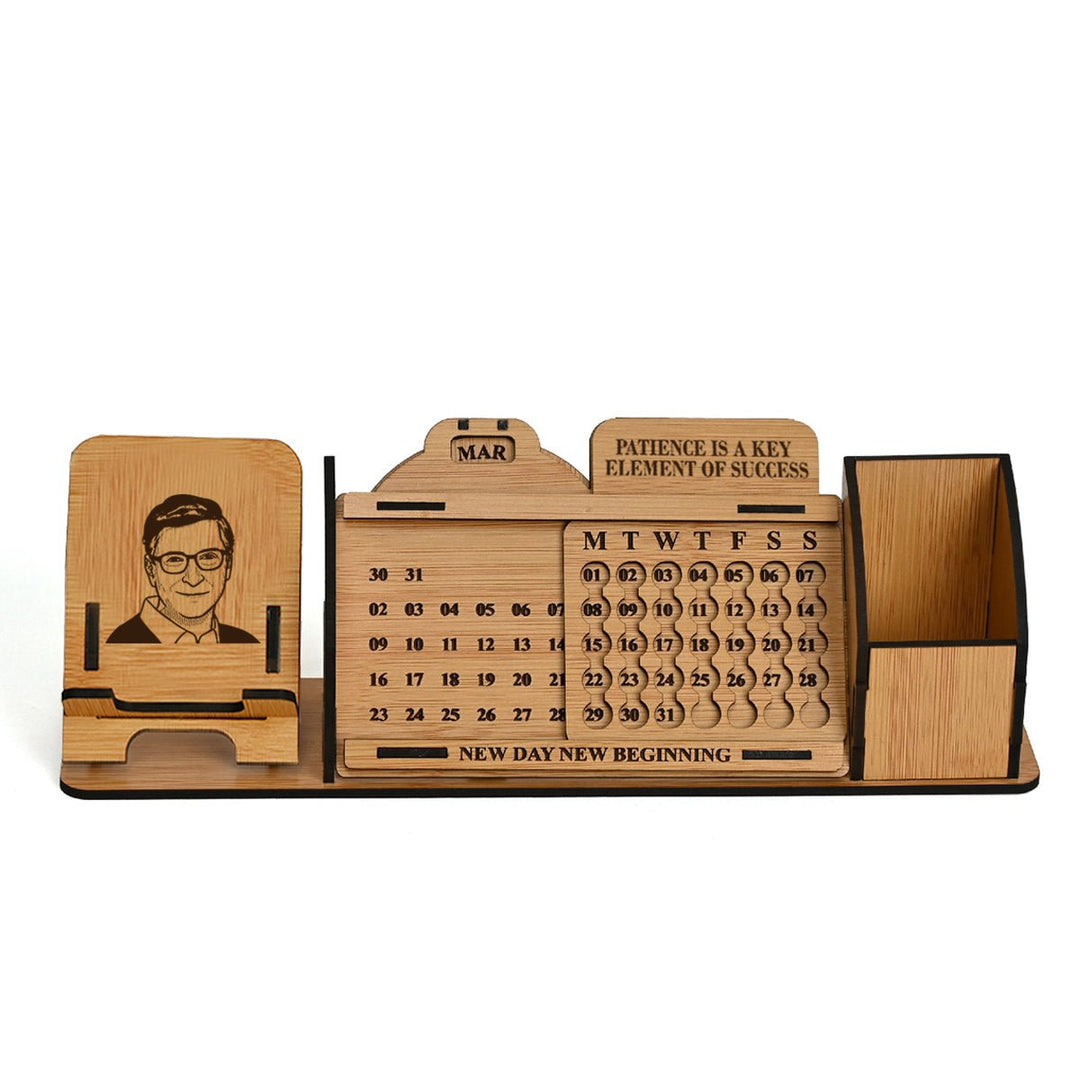 Gift Kya De Lifetime Calendar With Desk Organizer and Mobile Stand | Desk Calendar | Mobile Accessories
