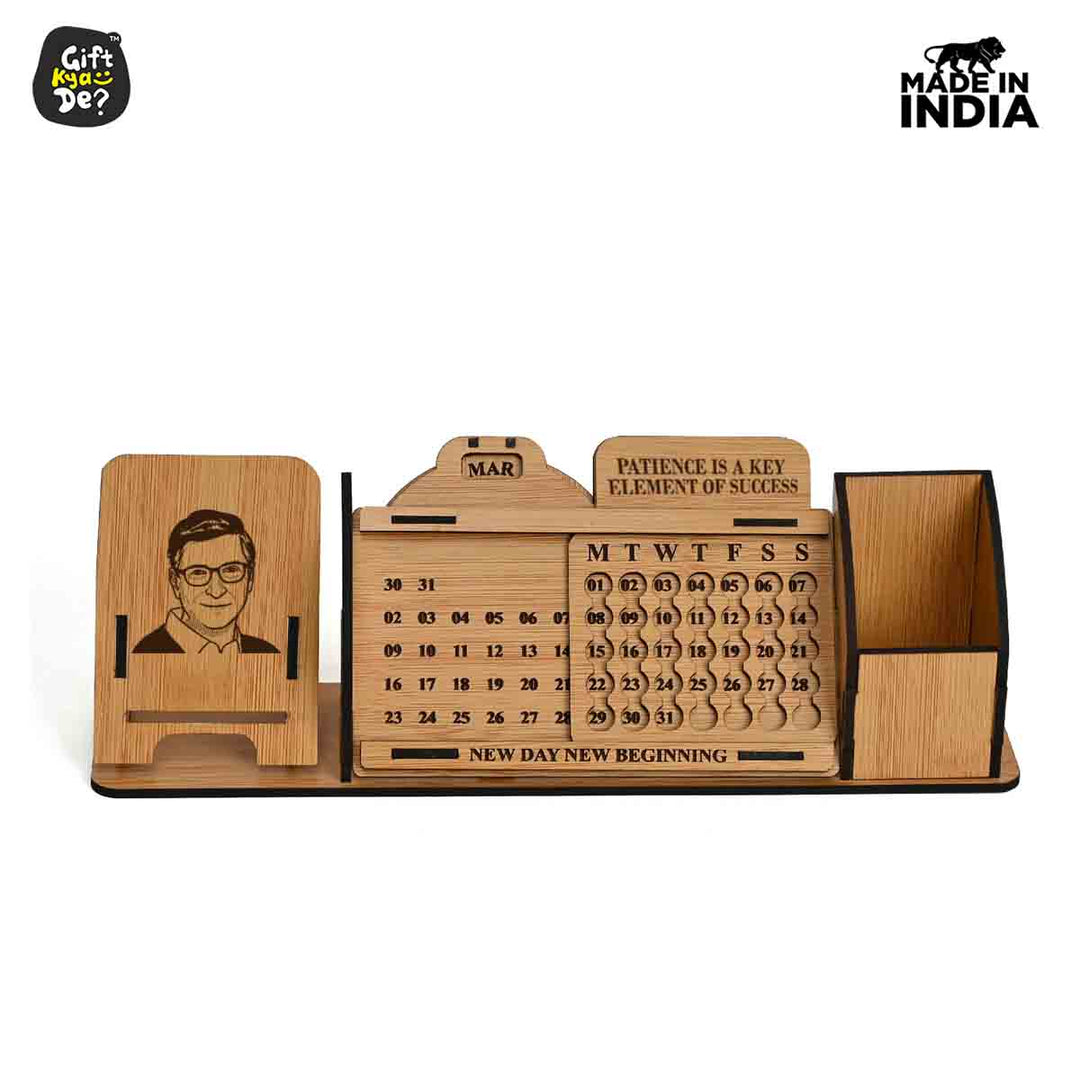 Gift Kya De Lifetime Calendar With Desk Organizer and Mobile Stand | Desk Calendar | Mobile Accessories
