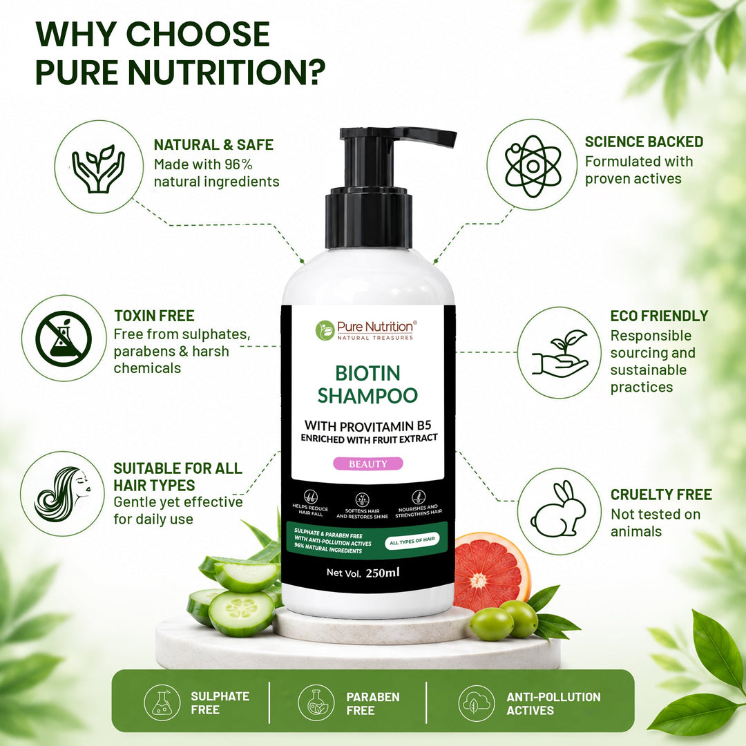 Biotin Shampoo with Provitamin B5  Strengthens Hair & Promotes Growth | 250ml