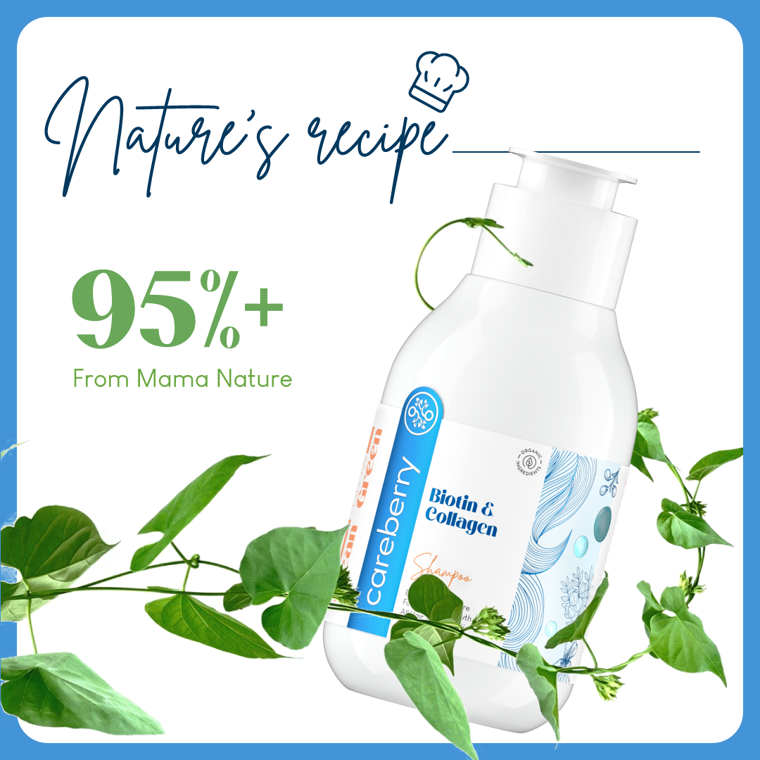 Careberry Biotin & Collagen Shampoo | Fast Hair Growth & Anti-Hair Fall | Damage Repair | Sulphate & Paraben-Free | Ayurvedic | Pro-Vitamin B5 | Mild Daily Shampoo | For Men & Women