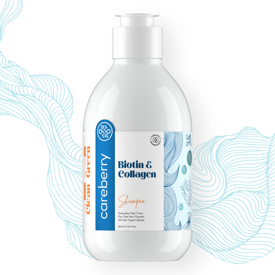 Careberry Biotin & Collagen Everyday Shampoo 300ml (Pack of 2) Hair Growth & Thickening Formula, Mild Daily Use Shampoo for All Hair Types, Men & Women, Sulphate & Paraben Free