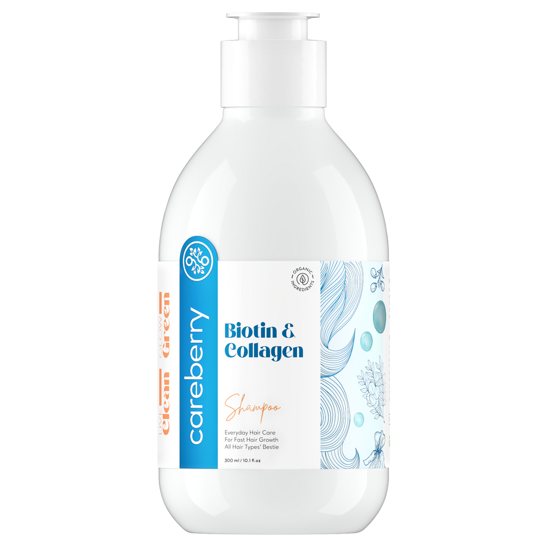 Careberry Biotin & Collagen Shampoo | Fast Hair Growth & Anti-Hair Fall | Damage Repair | Sulphate & Paraben-Free | Ayurvedic | Pro-Vitamin B5 | Mild Daily Shampoo | For Men & Women