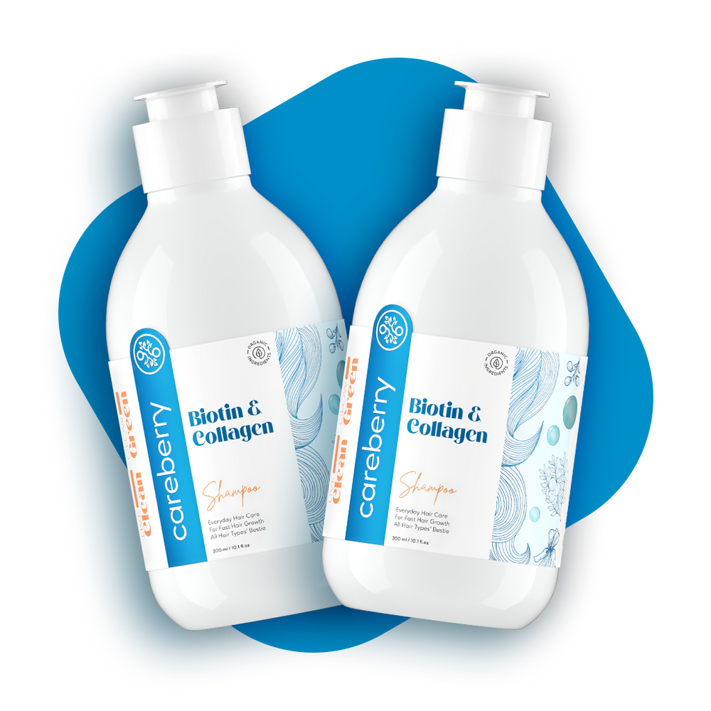Careberry Biotin & Collagen Everyday Shampoo 300ml (Pack of 2) Hair Growth & Thickening Formula, Mild Daily Use Shampoo for All Hair Types, Men & Women, Sulphate & Paraben Free