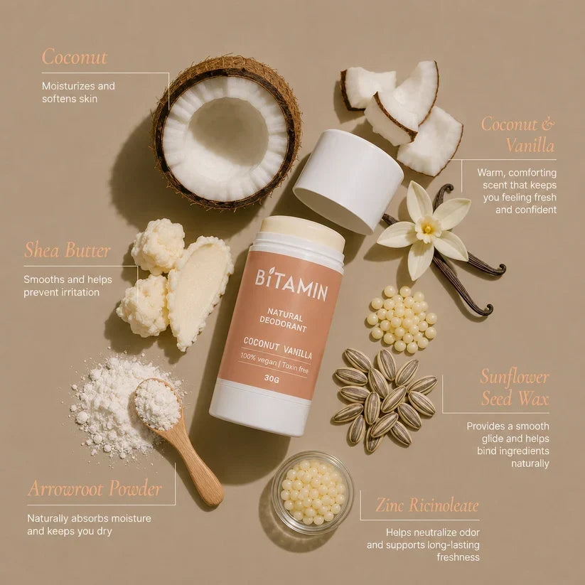 Bitamin Coconut Vanilla Natural Deodorant - 30 Grams