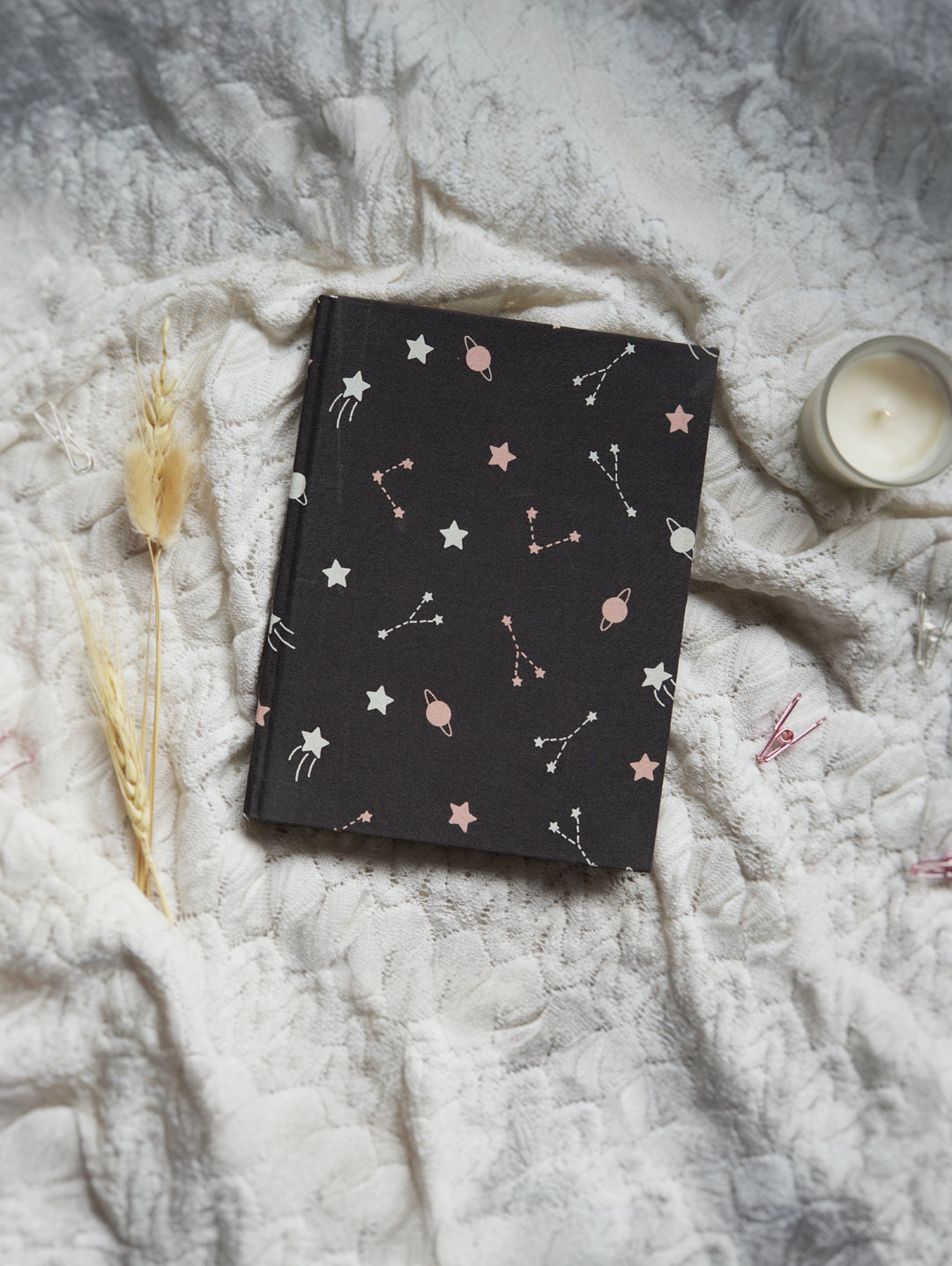 A5 | Celestial canvas journal | Handmade paper | Upcycled Fabric diary