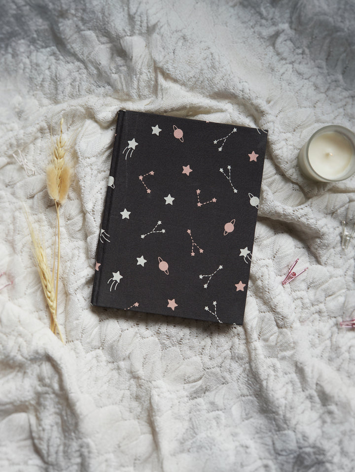 A5 | Celestial canvas journal | Handmade paper | Upcycled Fabric diary