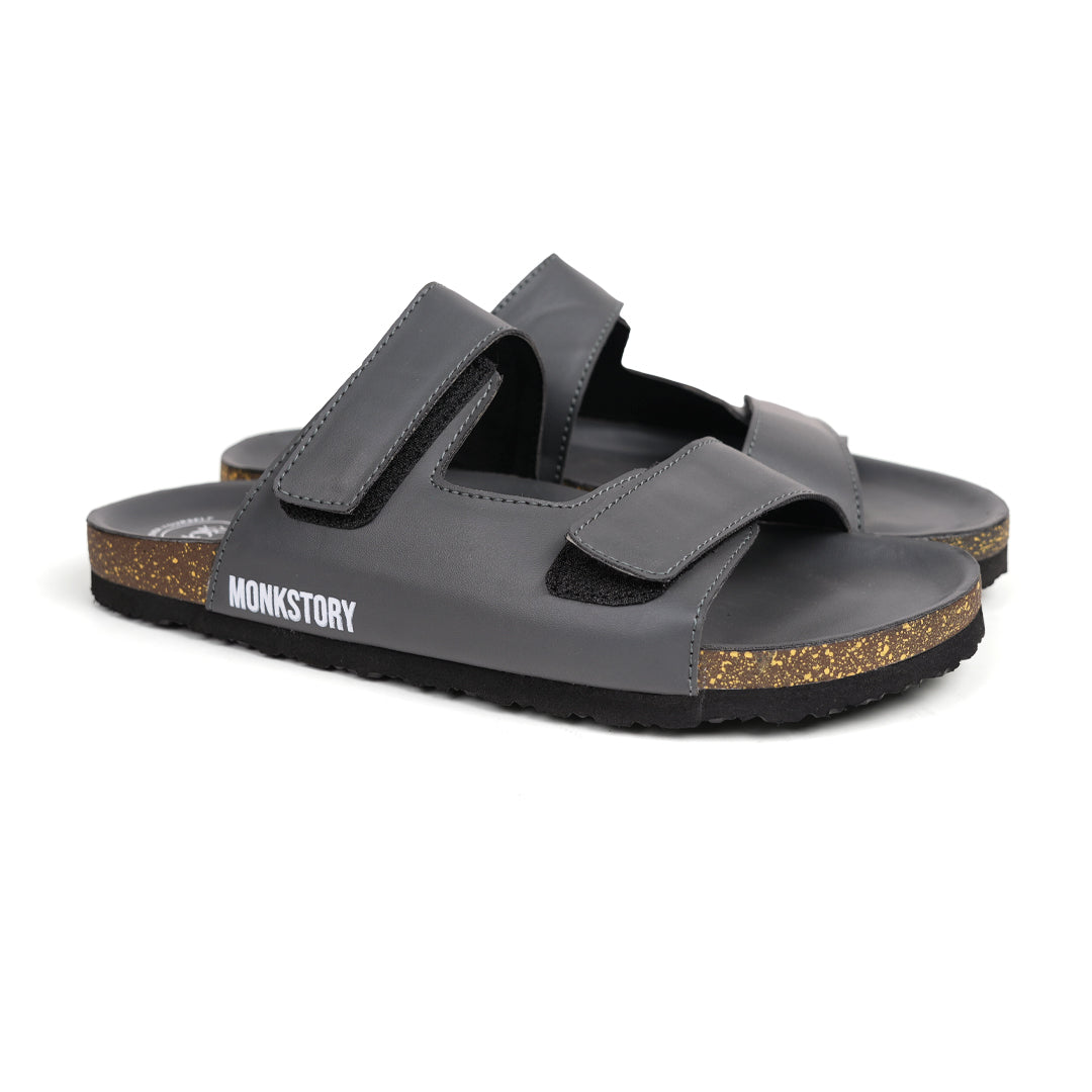 Monkstory Cork Dual-Straps Sandals - Dark Grey