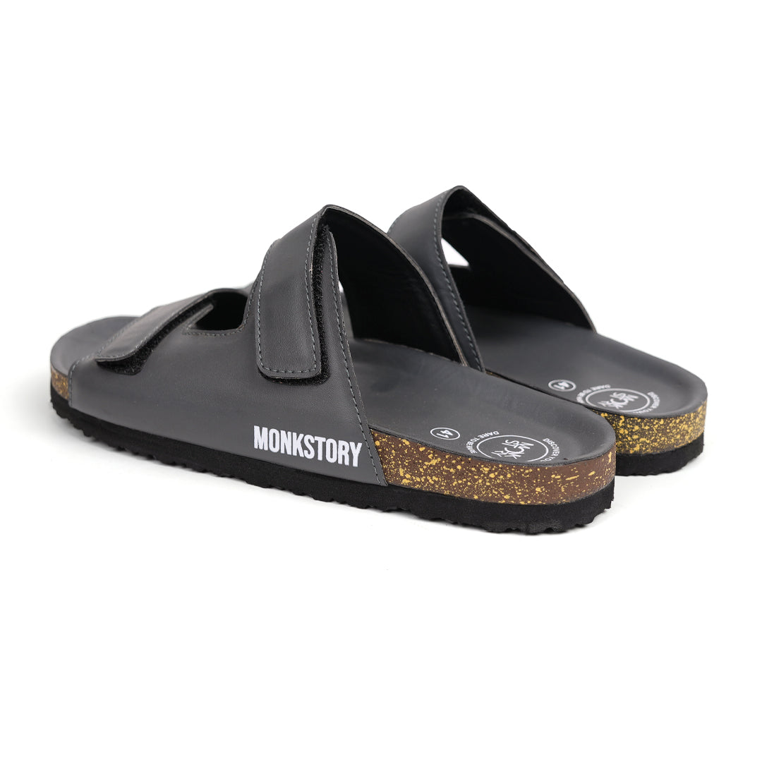 Monkstory Cork Dual-Straps Sandals - Dark Grey