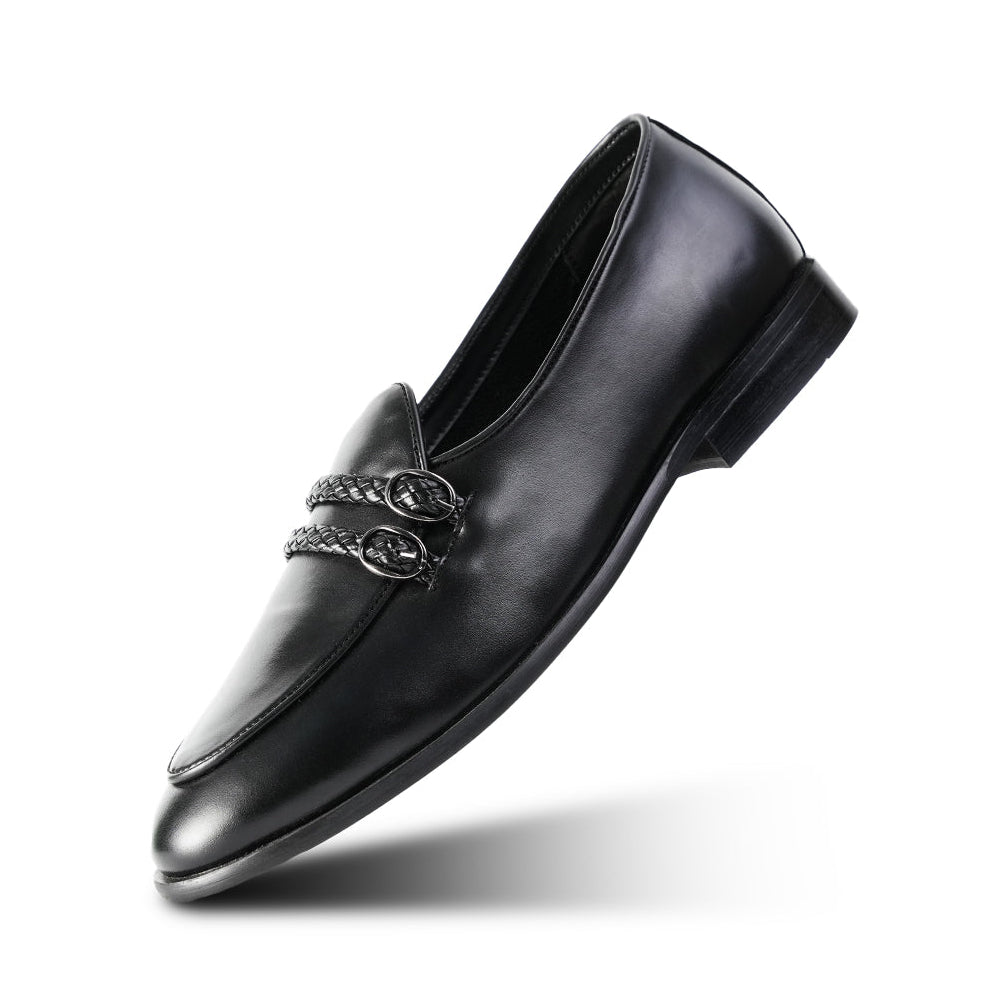 Monkstory Twin Braided-Bit Loafers – Black