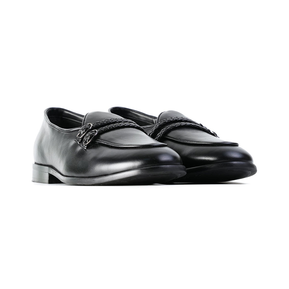 Monkstory Twin Braided-Bit Loafers – Black