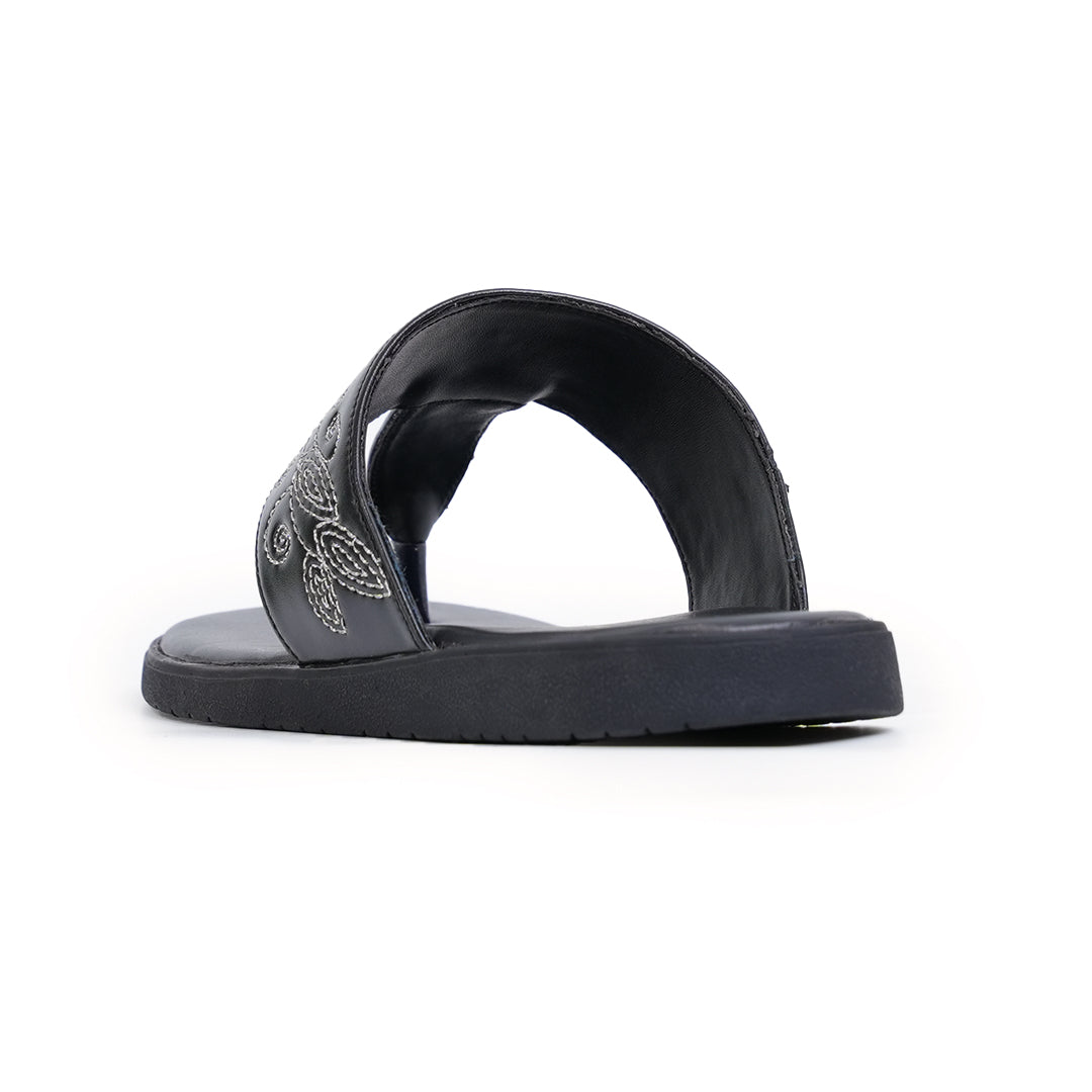 T-Rad Intricate Floral Embroidery Sandals - Black