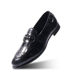 Monkstory Horsebit Smart Croc-Effect Slip-Ons – Black