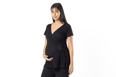 Black Maternity Wrap Co-Ord Set