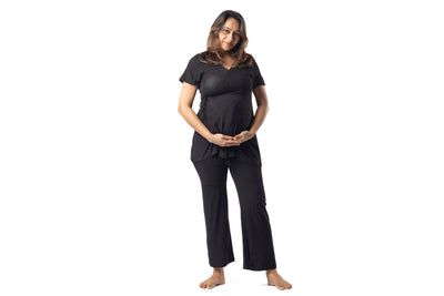 Black Maternity Wrap Co-Ord Set