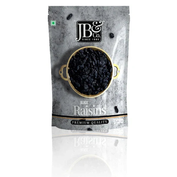 JB&CO Afghan Black Raisins (Kali Kishmish) with Seed - 250 gm