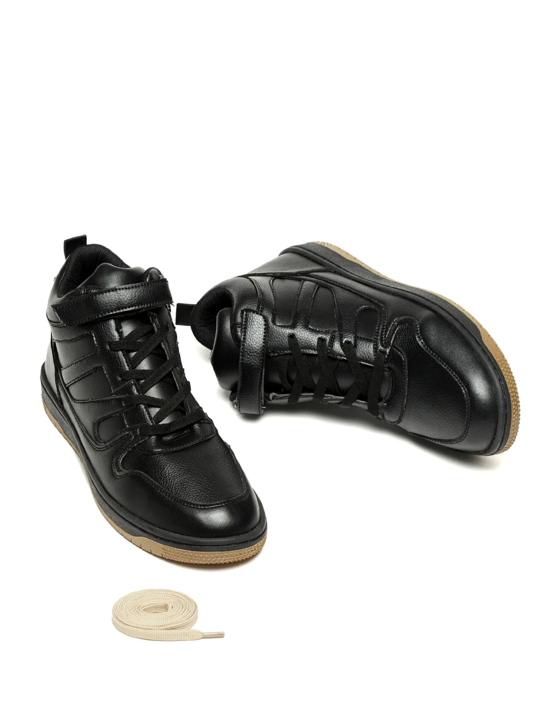 Rise Black High-Top Strap Sneakers