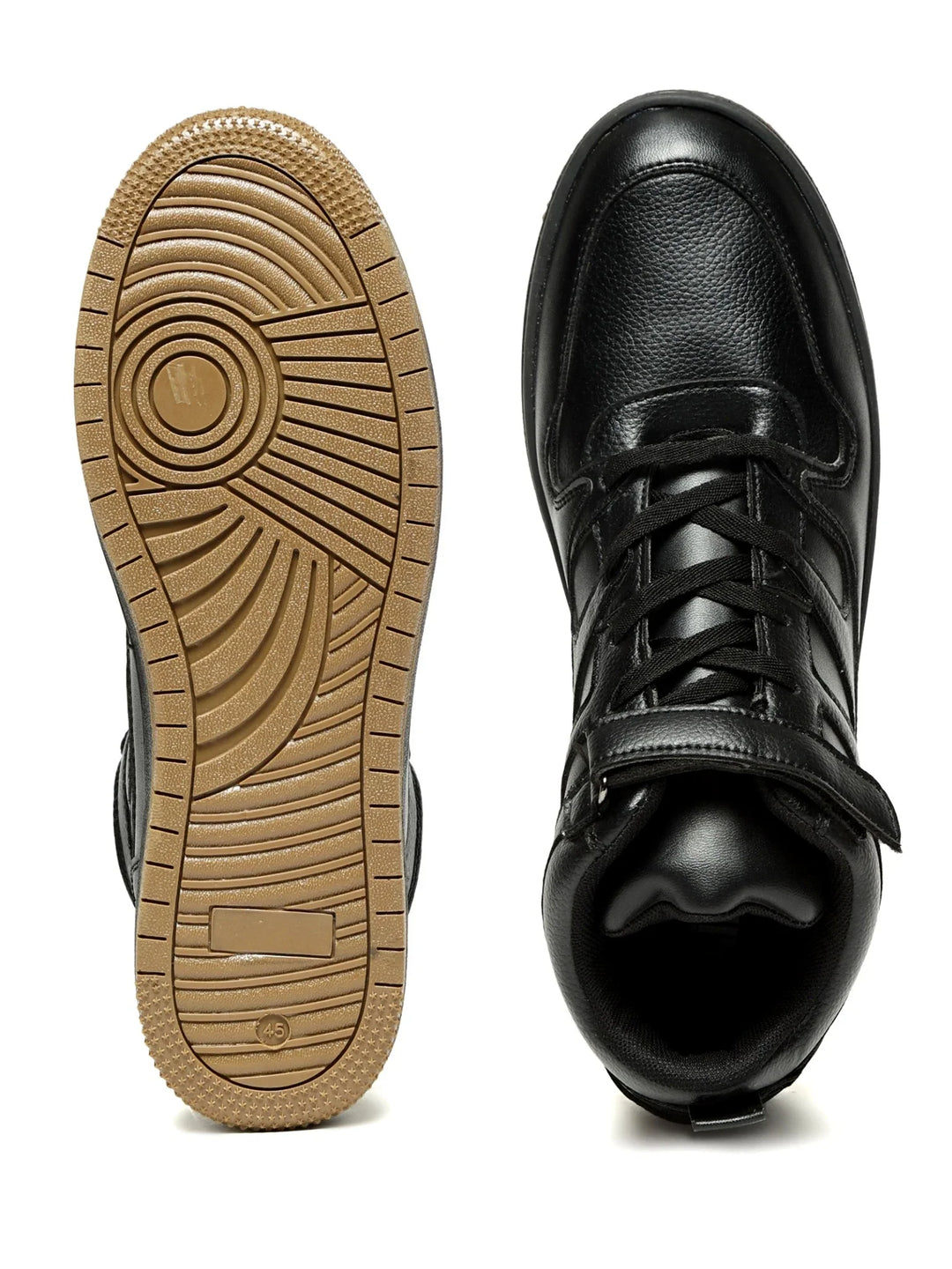 Rise Black High-Top Strap Sneakers