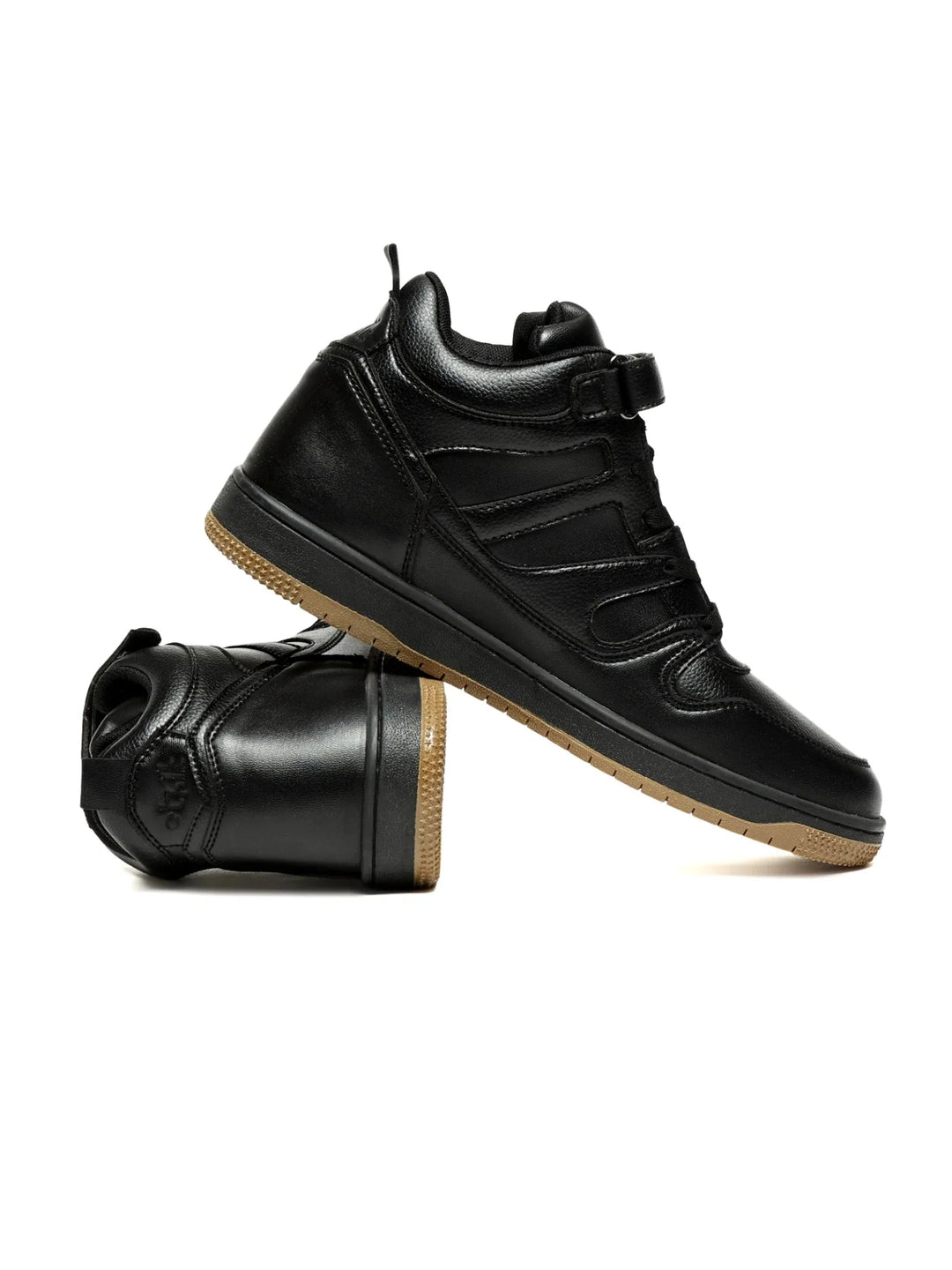 Rise Black High-Top Strap Sneakers
