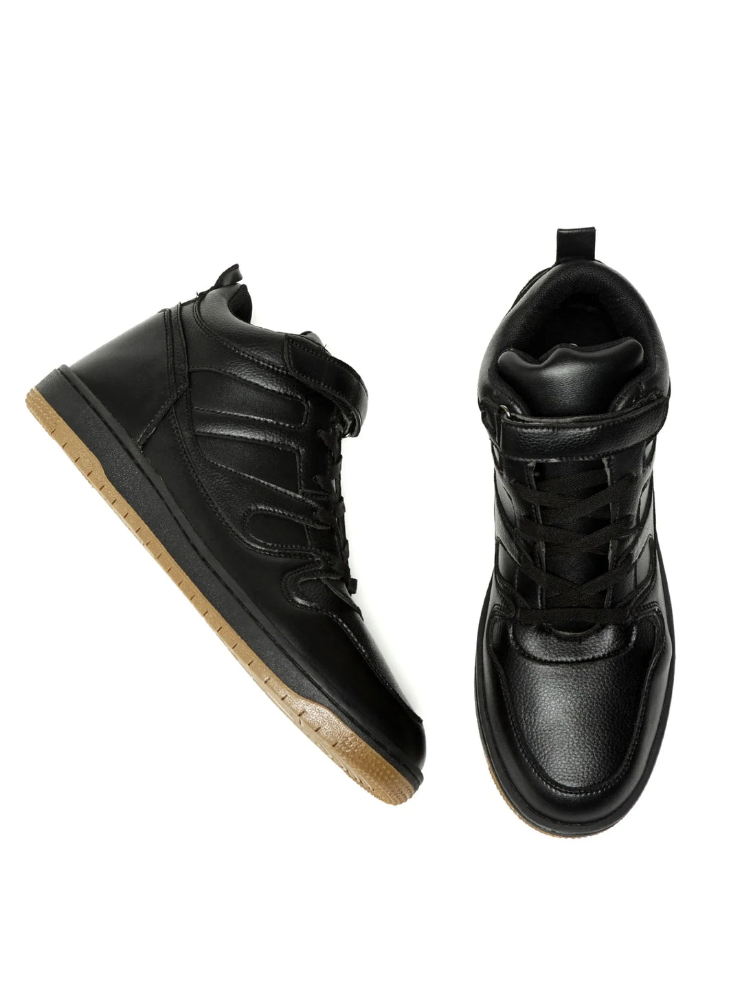 Rise Black High-Top Strap Sneakers