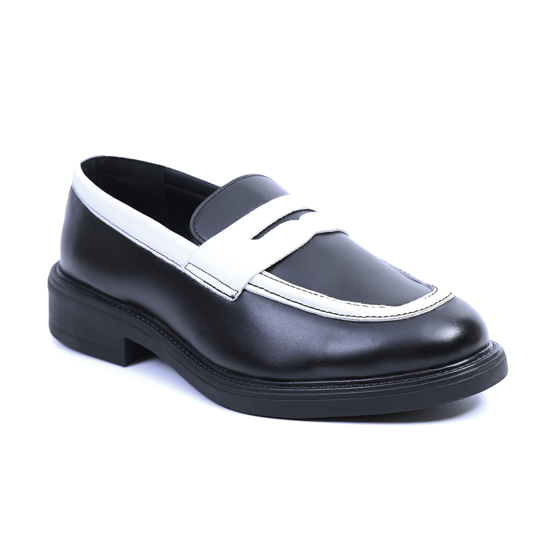 Monkstory Cosmopolitan Noir Penny Loafers  - Black/White