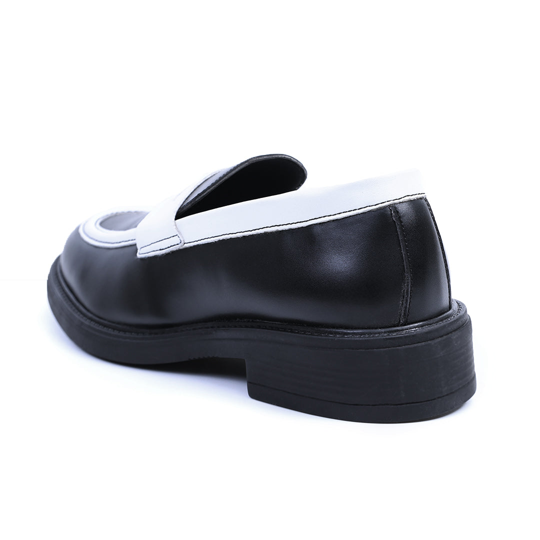 Monkstory Cosmopolitan Noir Penny Loafers  - Black/White