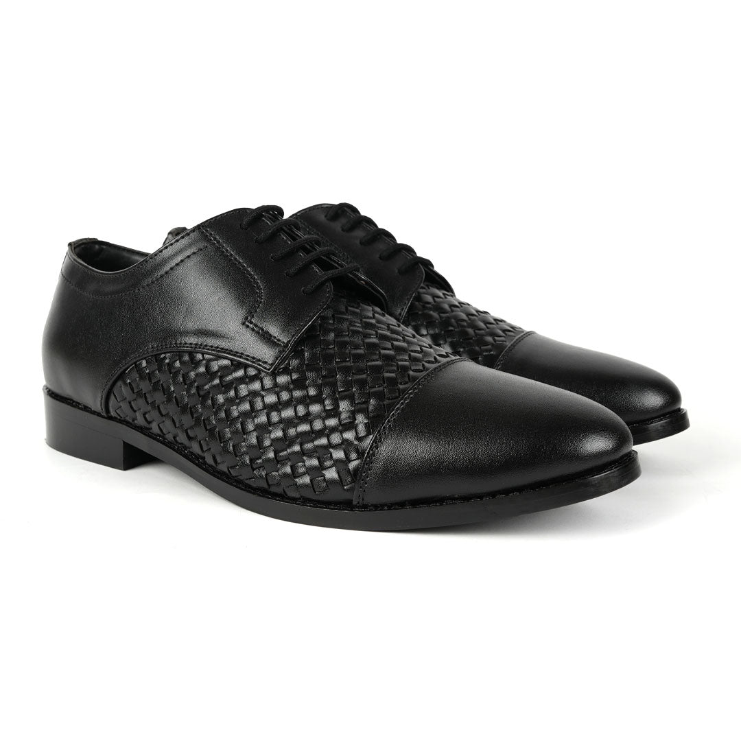 Monkstory Braided Captoe Lace-up Shoes - Black