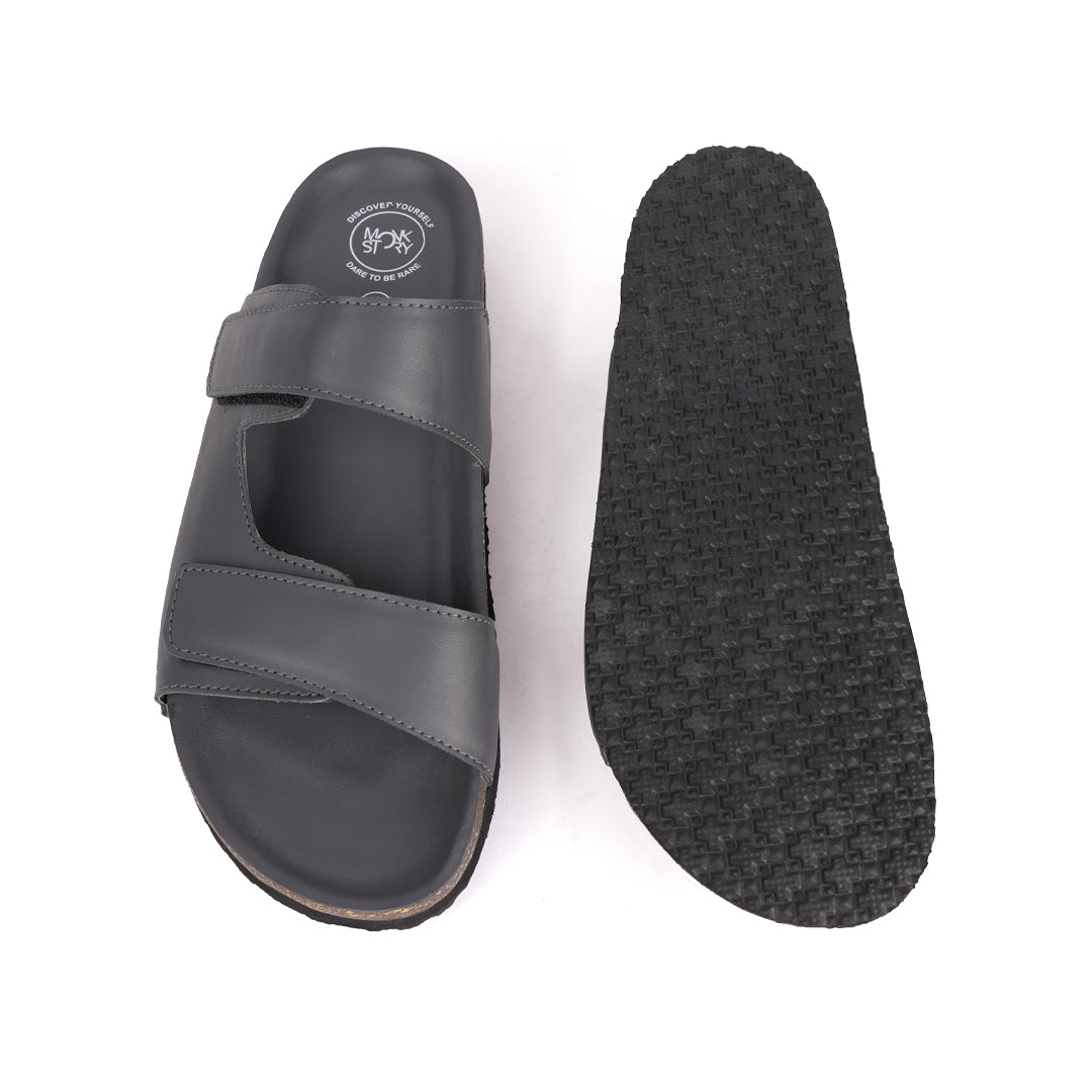 Monkstory Cork Dual-Straps Sandals - Dark Grey