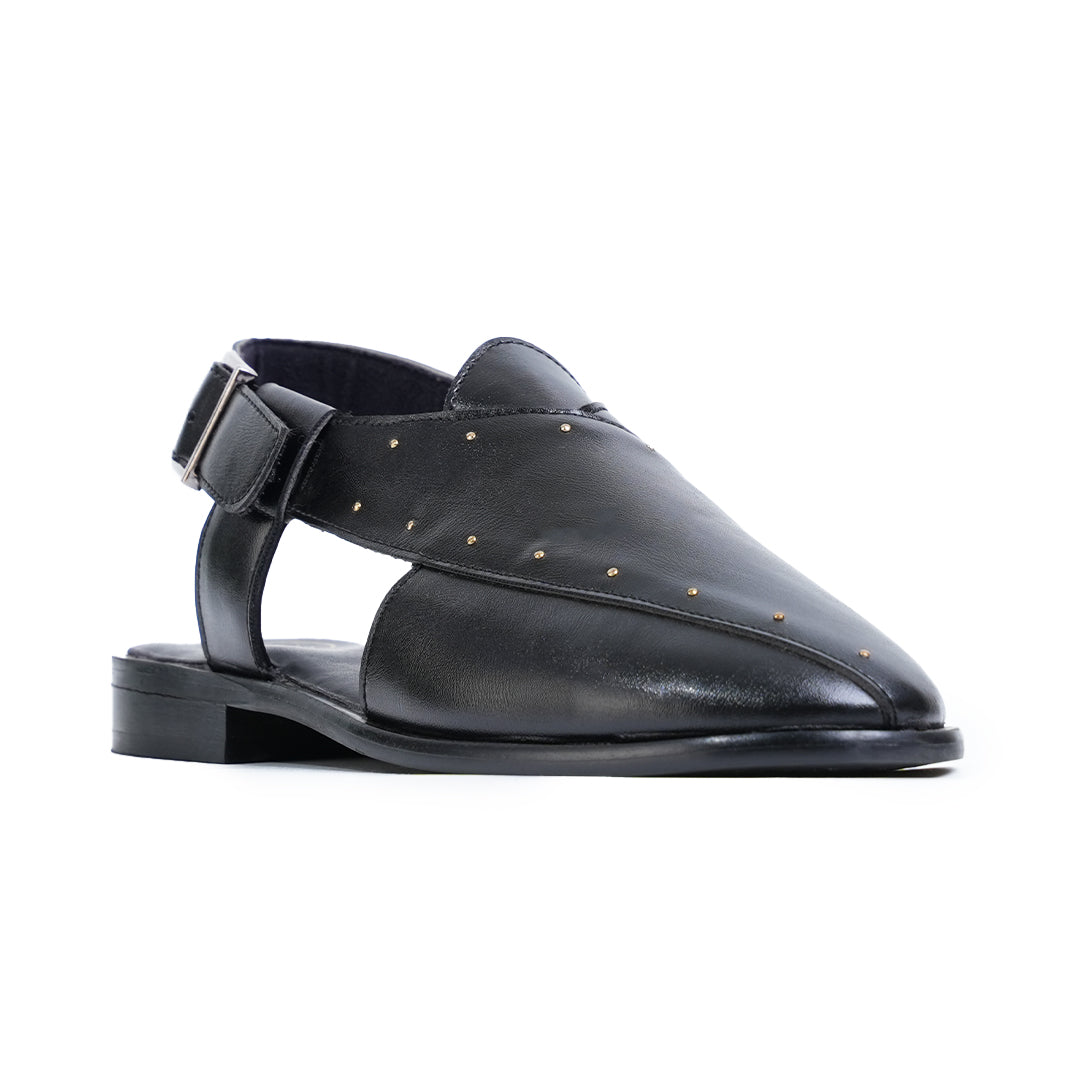Monkstory Studded Nawabi Sandals - Black