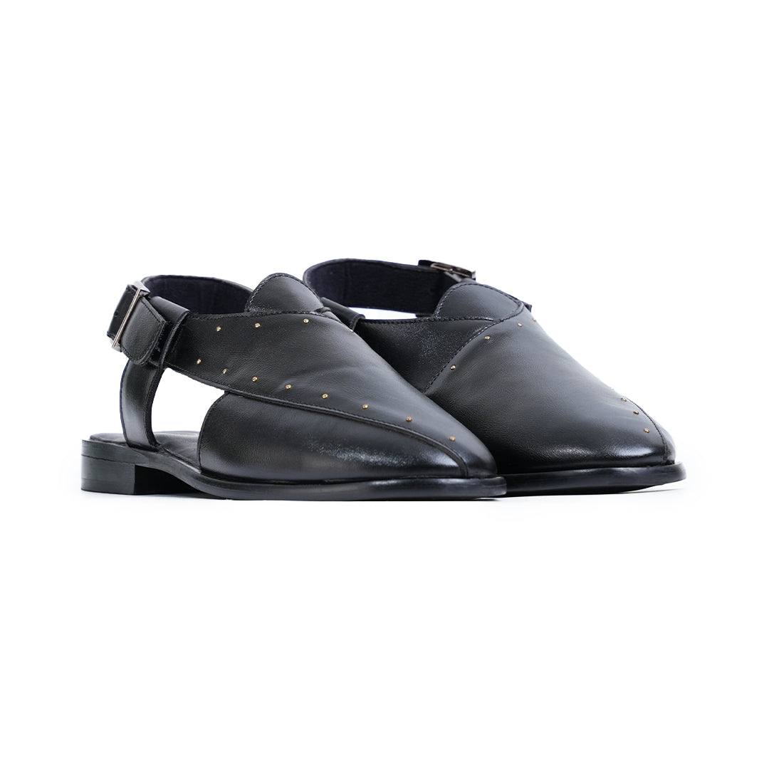 Monkstory Studded Nawabi Sandals - Black