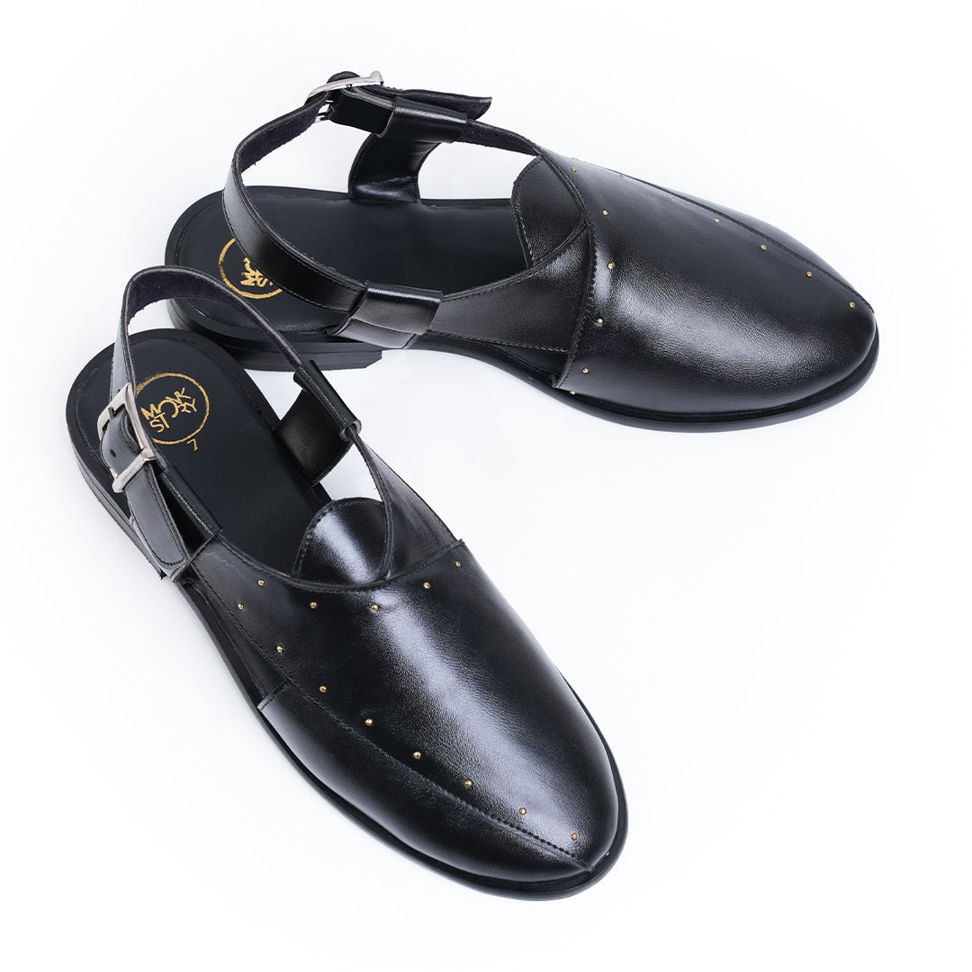 Monkstory Studded Nawabi Sandals - Black