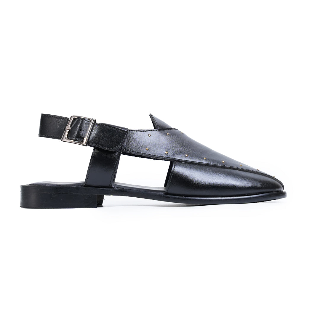 Monkstory Studded Nawabi Sandals - Black