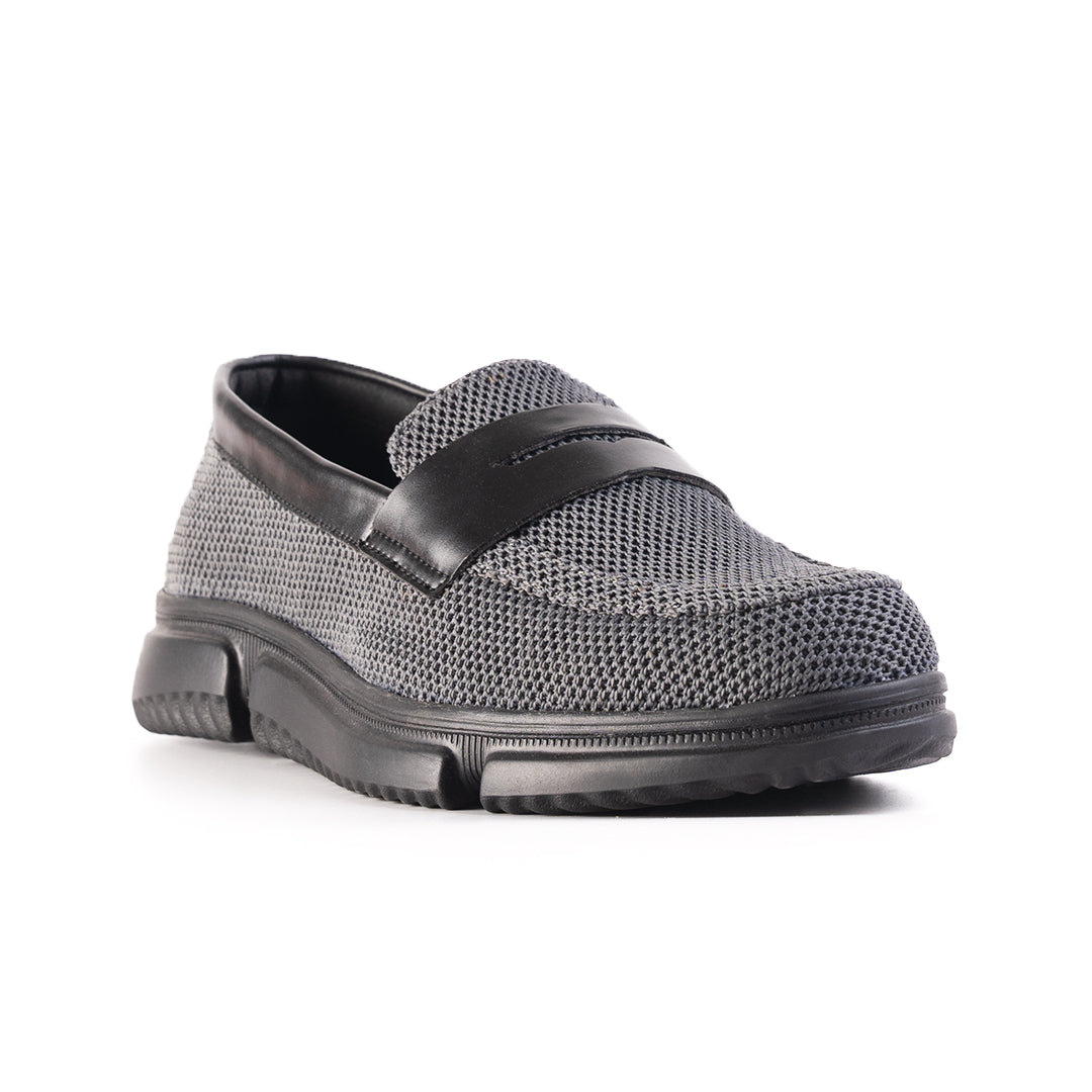 Monkstory Gravity Lift Supreme Comfort Mesh Slip-On Sneakers - Charcoal Grey & Black