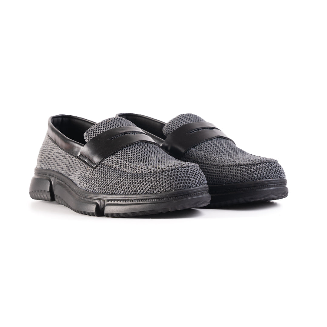Monkstory Gravity Lift Supreme Comfort Mesh Slip-On Sneakers - Charcoal Grey & Black