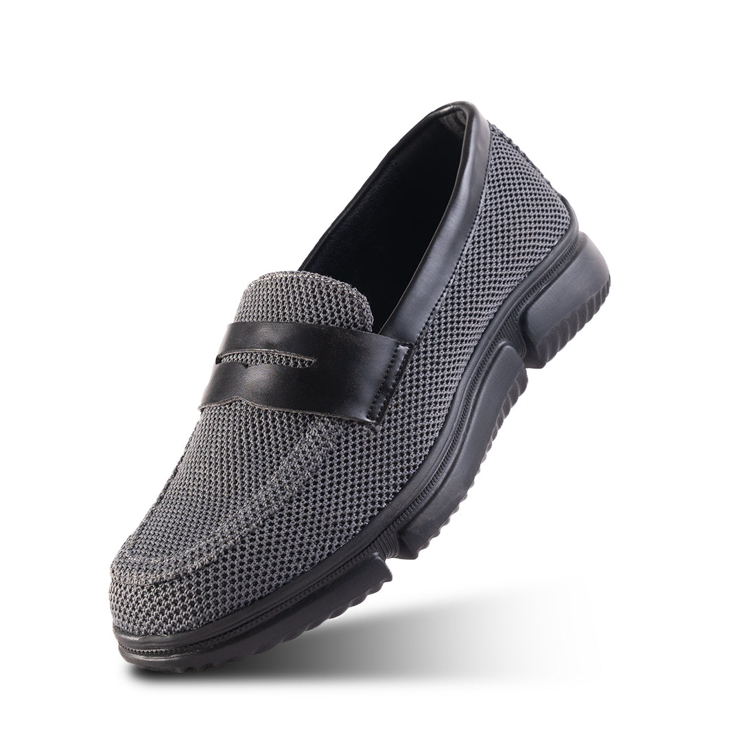 Monkstory Gravity Lift Supreme Comfort Mesh Slip-On Sneakers - Charcoal Grey & Black