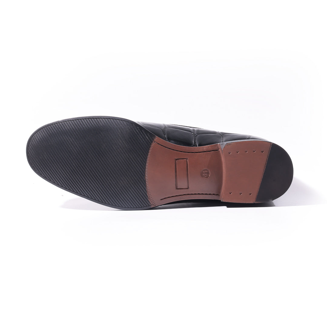 Monkstory Horsebit Smart Croc-Effect Slip-Ons – Black