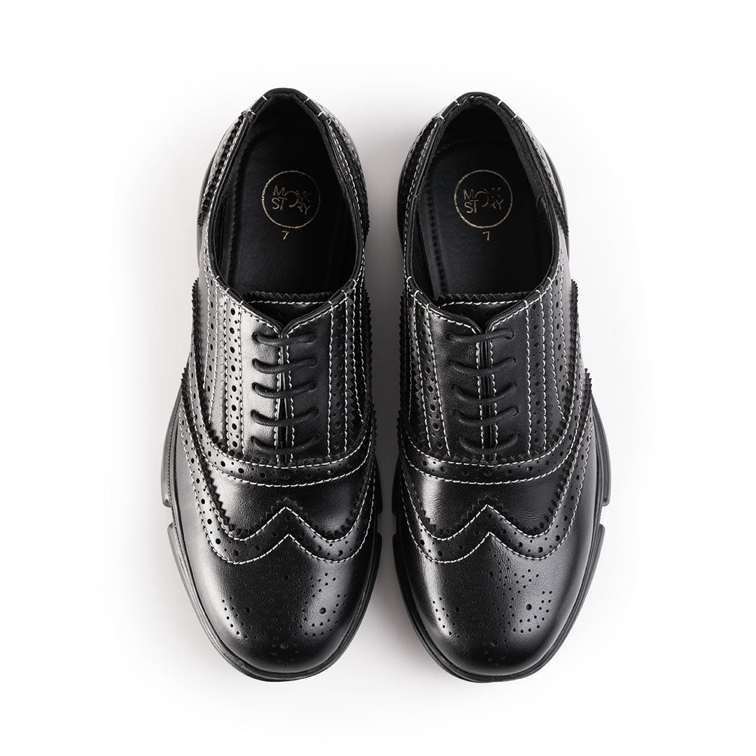 Monkstory Gravity Lift Ultra-Comfort Brogue Sneakers - Black