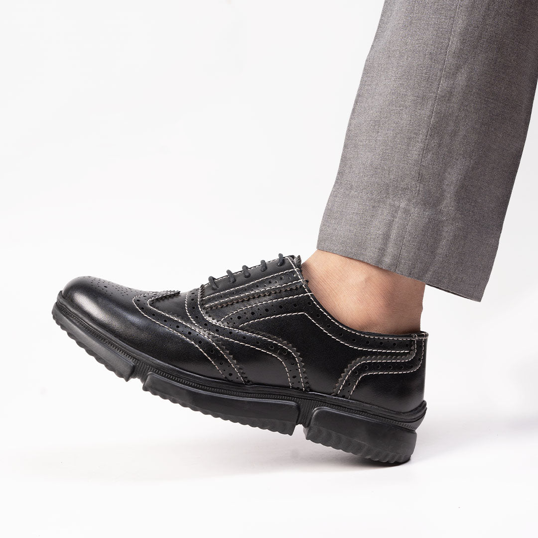 Monkstory Gravity Lift Ultra-Comfort Brogue Sneakers - Black