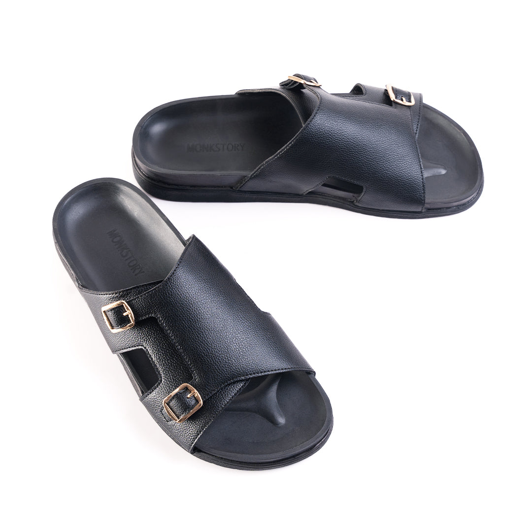 Monkstory Double Monk Footbed Sandals - Black
